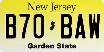 NJ license plate B70BAW