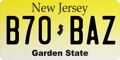 NJ license plate B70BAZ