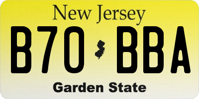 NJ license plate B70BBA