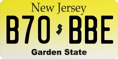 NJ license plate B70BBE