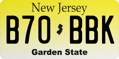 NJ license plate B70BBK