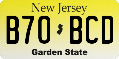 NJ license plate B70BCD