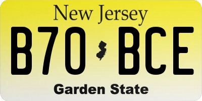 NJ license plate B70BCE
