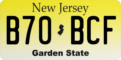 NJ license plate B70BCF
