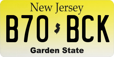 NJ license plate B70BCK
