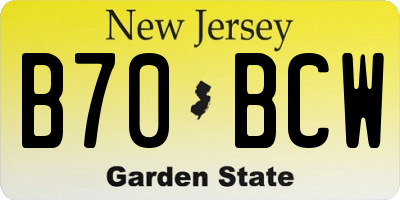 NJ license plate B70BCW