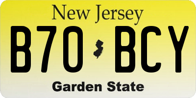 NJ license plate B70BCY