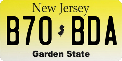 NJ license plate B70BDA