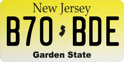 NJ license plate B70BDE