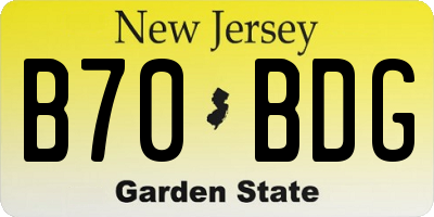 NJ license plate B70BDG