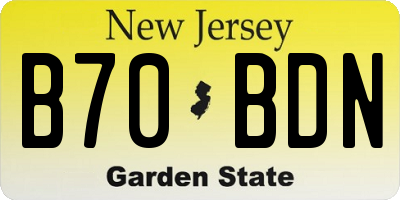 NJ license plate B70BDN