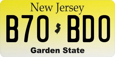 NJ license plate B70BDO