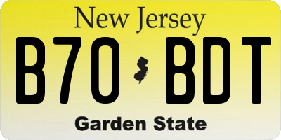 NJ license plate B70BDT
