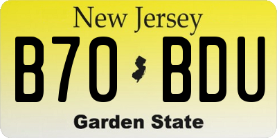 NJ license plate B70BDU