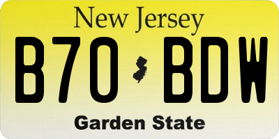 NJ license plate B70BDW
