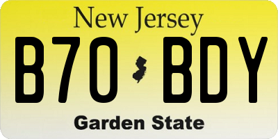 NJ license plate B70BDY