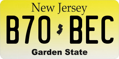 NJ license plate B70BEC