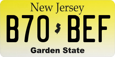 NJ license plate B70BEF