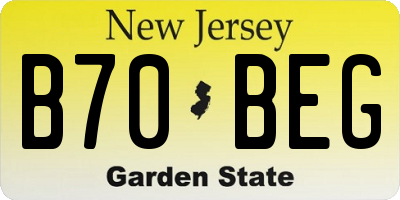 NJ license plate B70BEG
