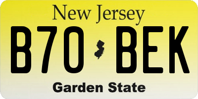 NJ license plate B70BEK