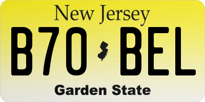 NJ license plate B70BEL