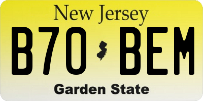 NJ license plate B70BEM