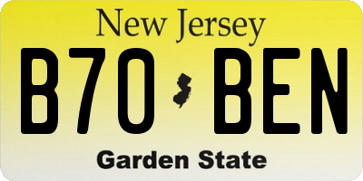 NJ license plate B70BEN