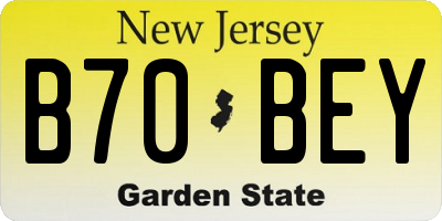 NJ license plate B70BEY