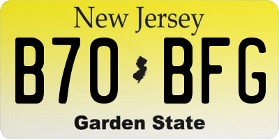 NJ license plate B70BFG