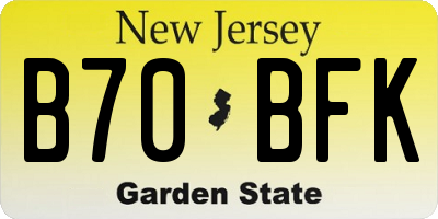 NJ license plate B70BFK