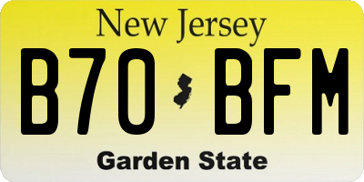 NJ license plate B70BFM