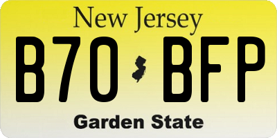 NJ license plate B70BFP