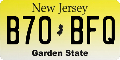 NJ license plate B70BFQ