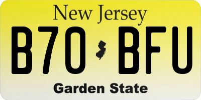 NJ license plate B70BFU