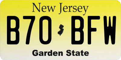 NJ license plate B70BFW