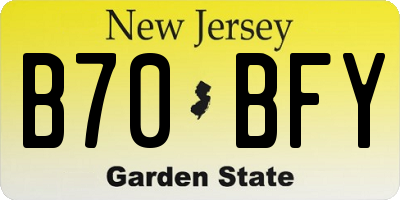 NJ license plate B70BFY