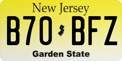 NJ license plate B70BFZ