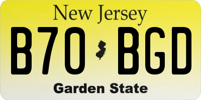 NJ license plate B70BGD