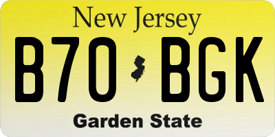 NJ license plate B70BGK
