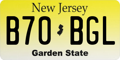 NJ license plate B70BGL