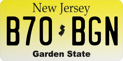 NJ license plate B70BGN