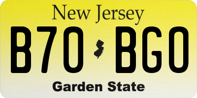 NJ license plate B70BGO