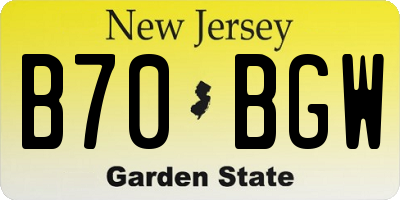NJ license plate B70BGW