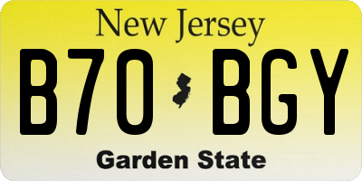 NJ license plate B70BGY