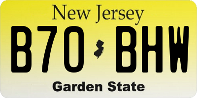 NJ license plate B70BHW