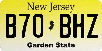NJ license plate B70BHZ