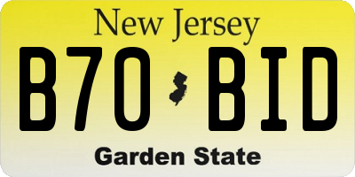 NJ license plate B70BID