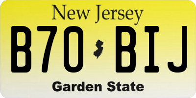 NJ license plate B70BIJ
