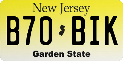 NJ license plate B70BIK