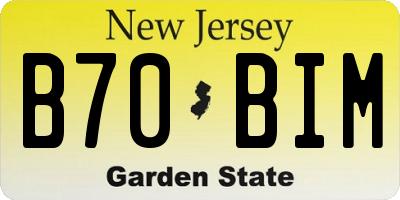 NJ license plate B70BIM